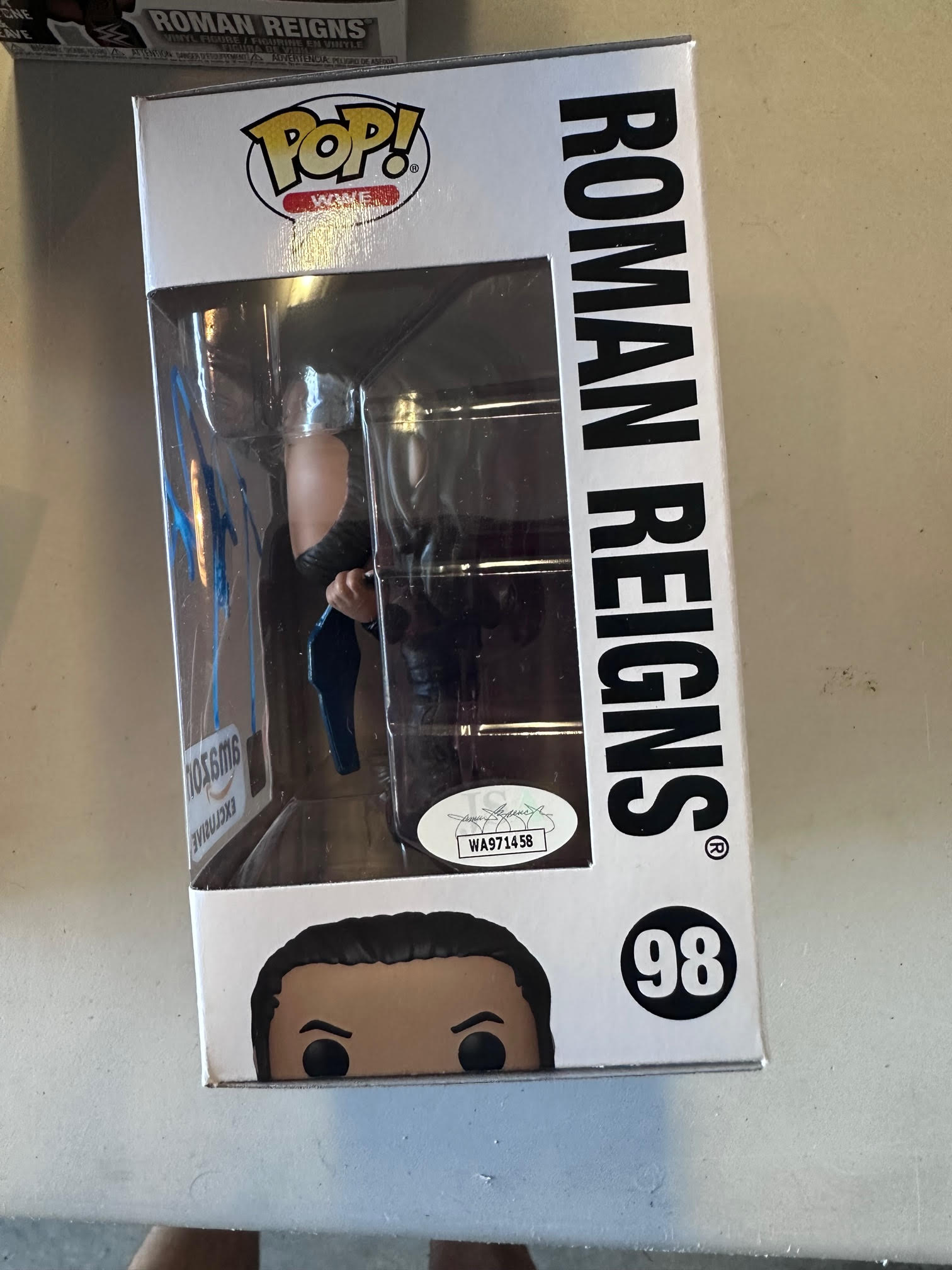 Roman Reigns Autographed Pop - Blue Signature – Dark Parlor Originals